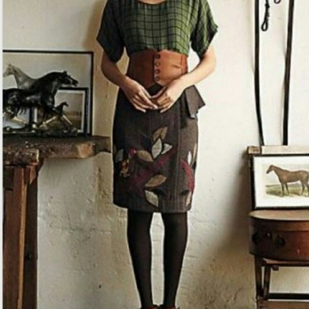 FLOREAT Anthro. In the Trees Tweed Skirt 12P GUC